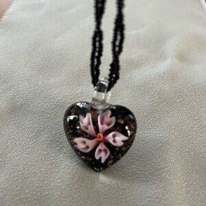 Glass Heart Pendant Necklace